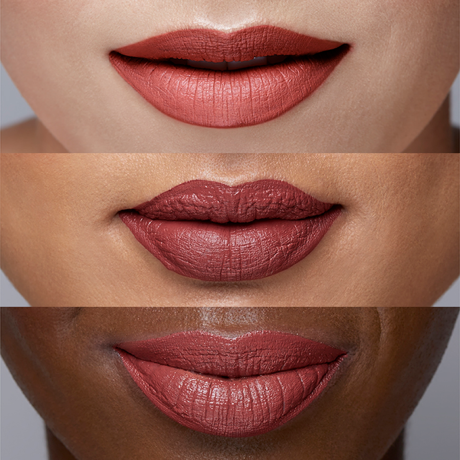 Dylan lip paint on fair, medium and dark skin 